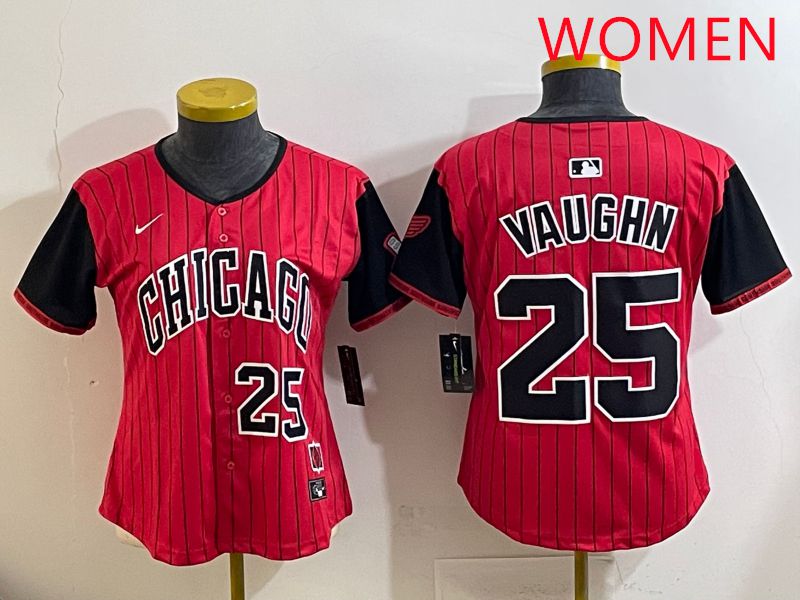 Women 2025 Chicago White Sox #25 Vaughn Red Joint Name Nike MLB Jersey style 25->women mlb jersey->Women Jersey